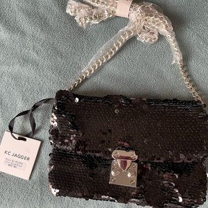 KC Jagger Black Sequin Evening Bag